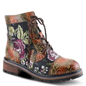 L’Artiste by Spring Step Leather Lace Up Boots - Fantastic Brown Multi